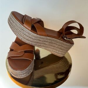 Brown Leather Zara Platform Sandals